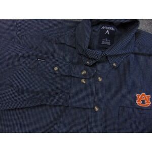 Auburn Tigers Shirt mens Large Navy Check Antigua Button Down Long Sleeve